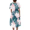 Women's Casual V Neck Short Sleeve Dress Retro Floral Print Midi Dress Lightweight Comfortable Fit Flared Hem Summer Dress