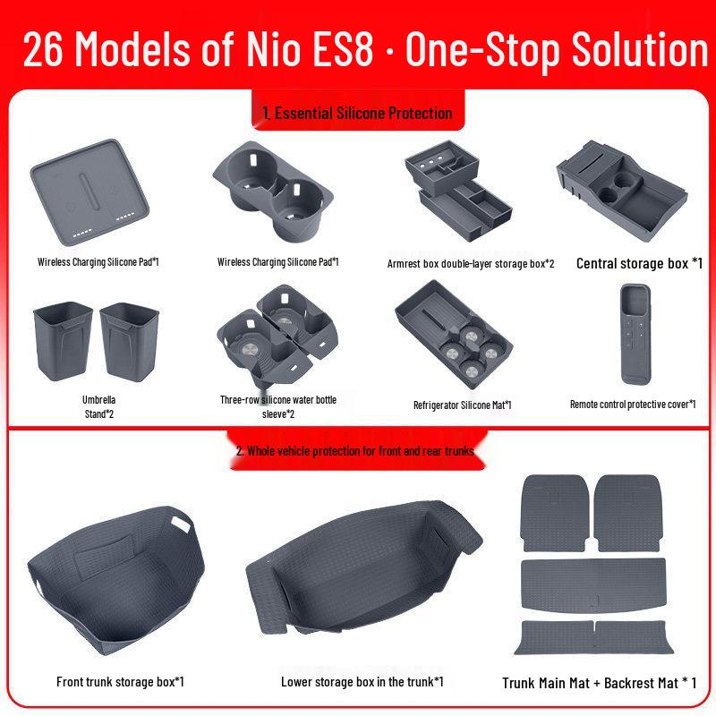 NIO ES8 Front & Rear Trunk Mat: Full-Coverage Leather Protection for 26 Models