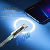 100W Dual Type-C Nylon Braided Fast Charging Cable with Digital Display for Android, Huawei, and Apple Devices.