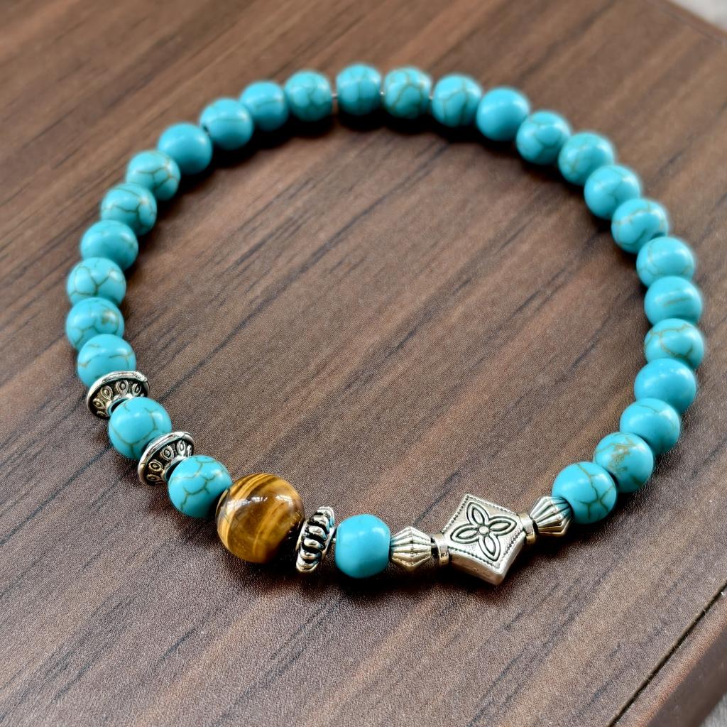 Naturstein Armband 6mm Perlen Natur 7A Tigerauge Lavastein Glücksarmbänder Für Frauen Männer Schmuck Pulseras Homme