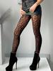 Sexy Leopard Print Transparent Black Tights High Waist Silky Pantyhose Summer