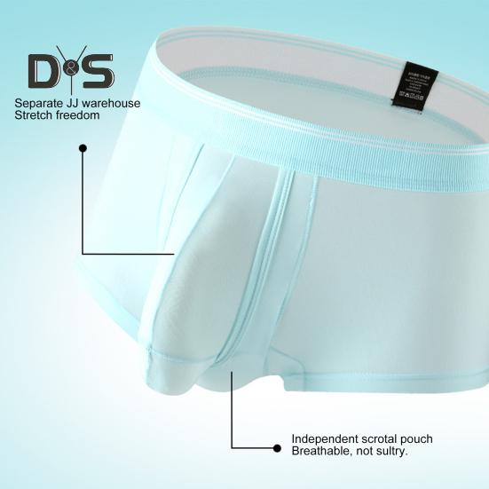 Men Boxer Underwear Elastic Mid-rise Tight Cut High Elasticity Shorts Briefs Solid Color Separated Elephant Nose Breathable Panties