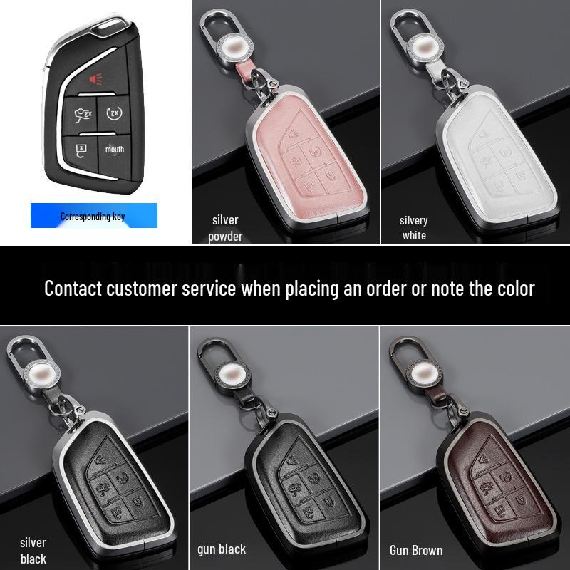 Genuine Leather Key Case for Cadillac XT5, CT5, XTS Key Fob - Unisex Design with Buckle