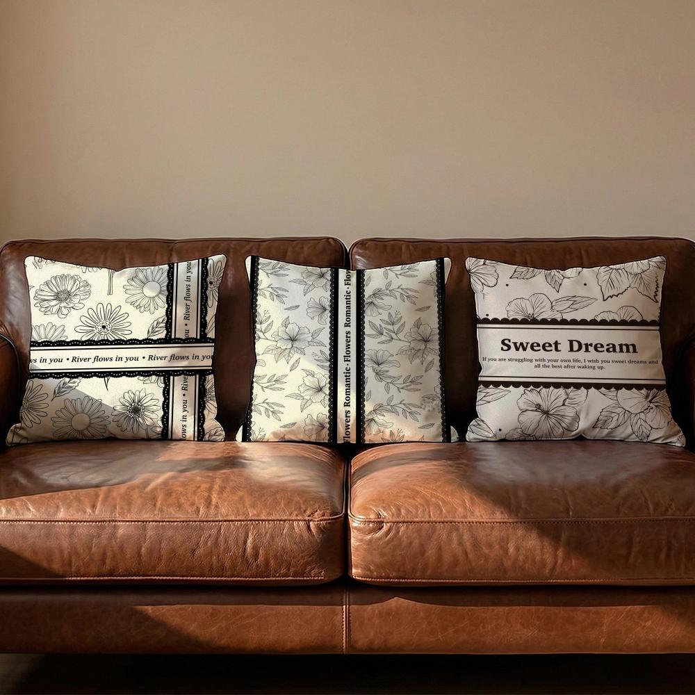 Beautiful Retro Flowers Cushion Cover Soft Reversible  Durable Pillow Cover  MultiScene Use for Home  Car Daily Comfort