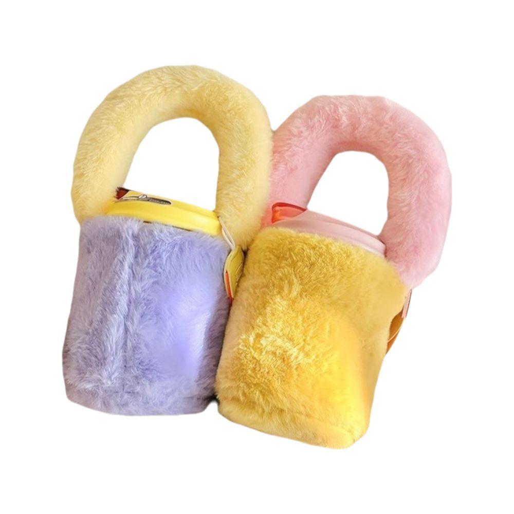 Spliced Color Thermos Cup Sleeve Heat-proof Plush Cup Cover Sweet Bottles Cup Pouch  Bottles Cup