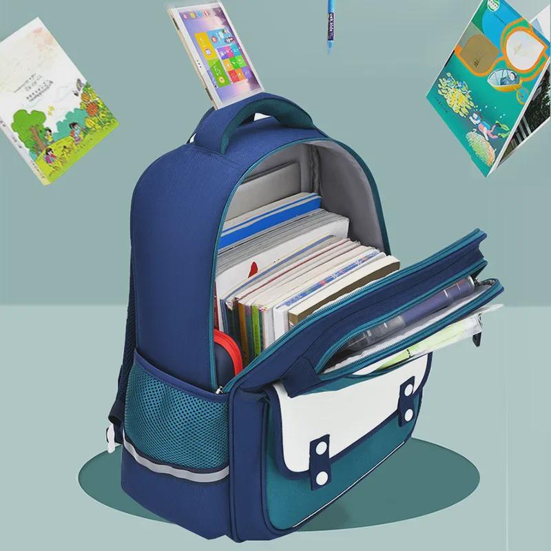 British Style Large-Capacity Backpack for Elementary Students 1-6, Light and Spine-Friendly Design