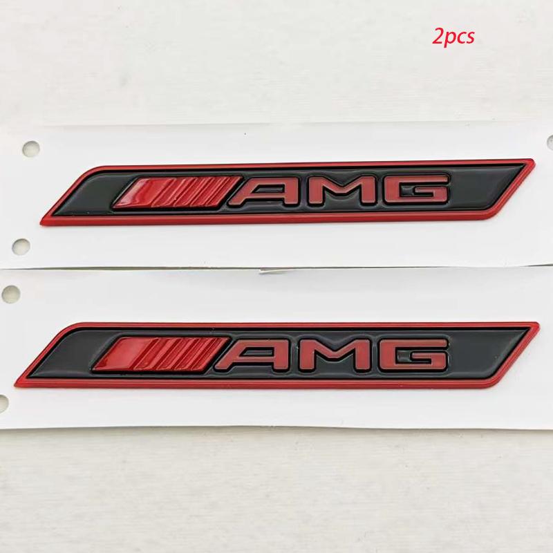 For Mercedes Benz New AMG Car Letters Badge 2pcs ABS Fender Side Emblem Sticker For AMG W204 W124 W201 W202 W212 W220 Accessorie