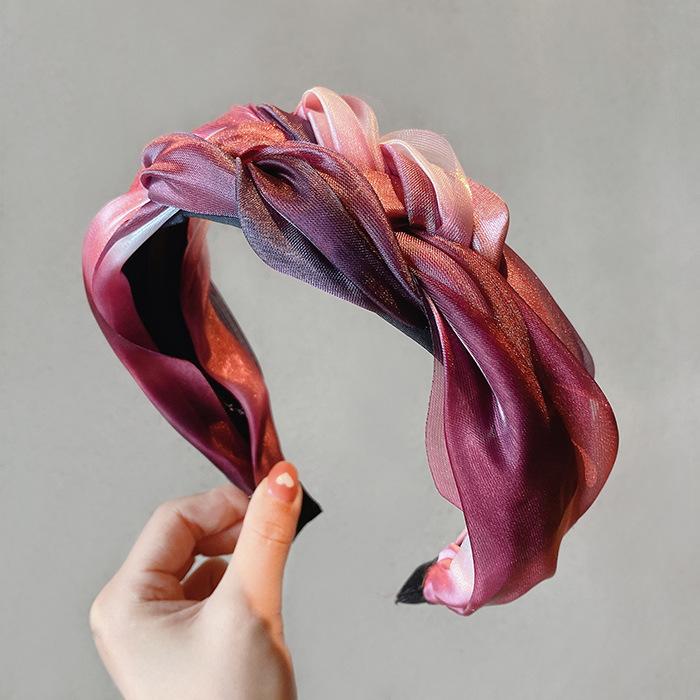 2022Korean Fine Flash Yarn Braid Headband Summer Wild Hair Accessories High-end Wide-brimmed Headband