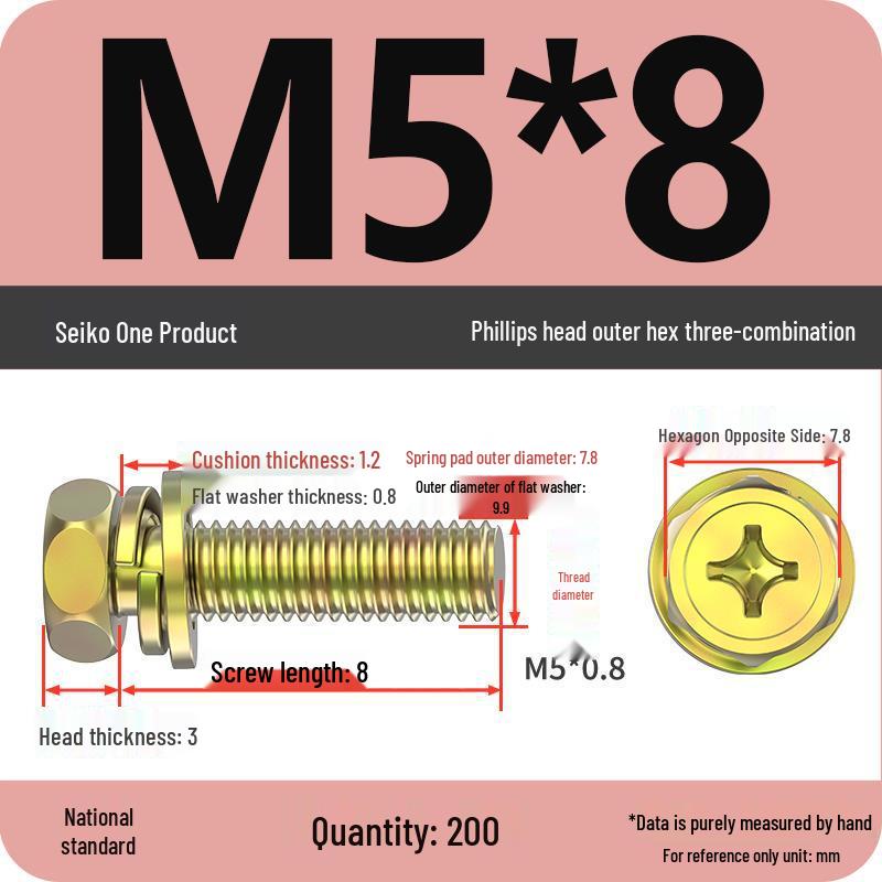 Hexagon Head Combination Screw Bolt Set with Washer and Spring Washer