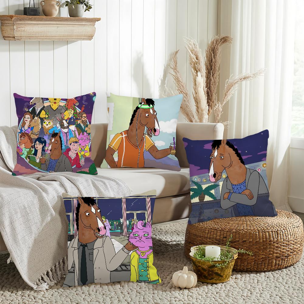 Cartoon B-BoJack H-Horseman Pillow Case Home Decoration Cushion Cover Suitable For Bedroom Car Office Sofa