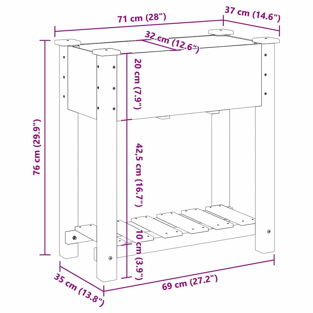 Garden Planter with Shelf Beige 71 x 37 x 76.5 cm