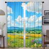 Healing Is a Pastoral Illustration Kitchen Curtains 2 Pieces Home Interior Curtains for Camera Window Curtain Shades Partition