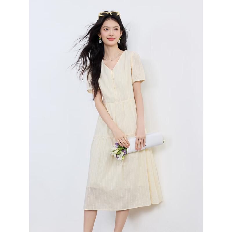 Elegant V-Neck Midi A-Line Dress