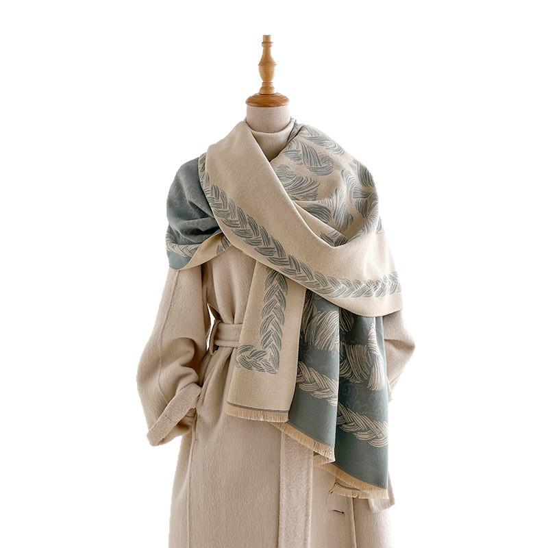 English letter GG jacquard shawl autumn and winter imitation cashmere texture double-sided scarf retro style thickened and warm