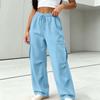 Lässige Damen-Sweatpants mit weitem Bein, elastischem Bund und für das Training