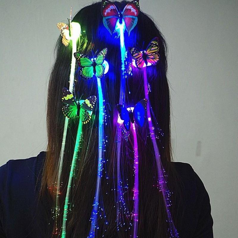 Colorful Luminous Butterfly Braids - Flashing Fiber Optic Children's Toy