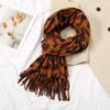 Luxury Plaid Cashmere Shawl Leopard Print Scarf For Women Autumn Winter Warm Wraps Outdoor Windproof Muffler Tassels Scarves