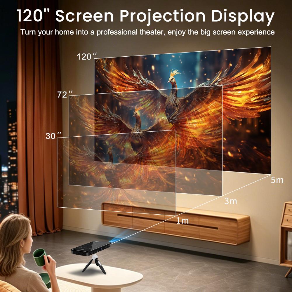 Mini DLP Pocket Projector VIVICINE P09-II, Android 14, 200 Lumens, Built-in 4000mAh Battery