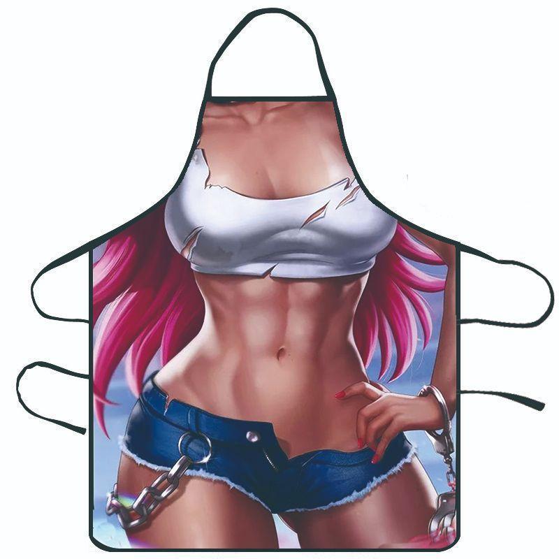 Creative Funny Character Print Waterproof Apron For Kitchen Cooking Home Use