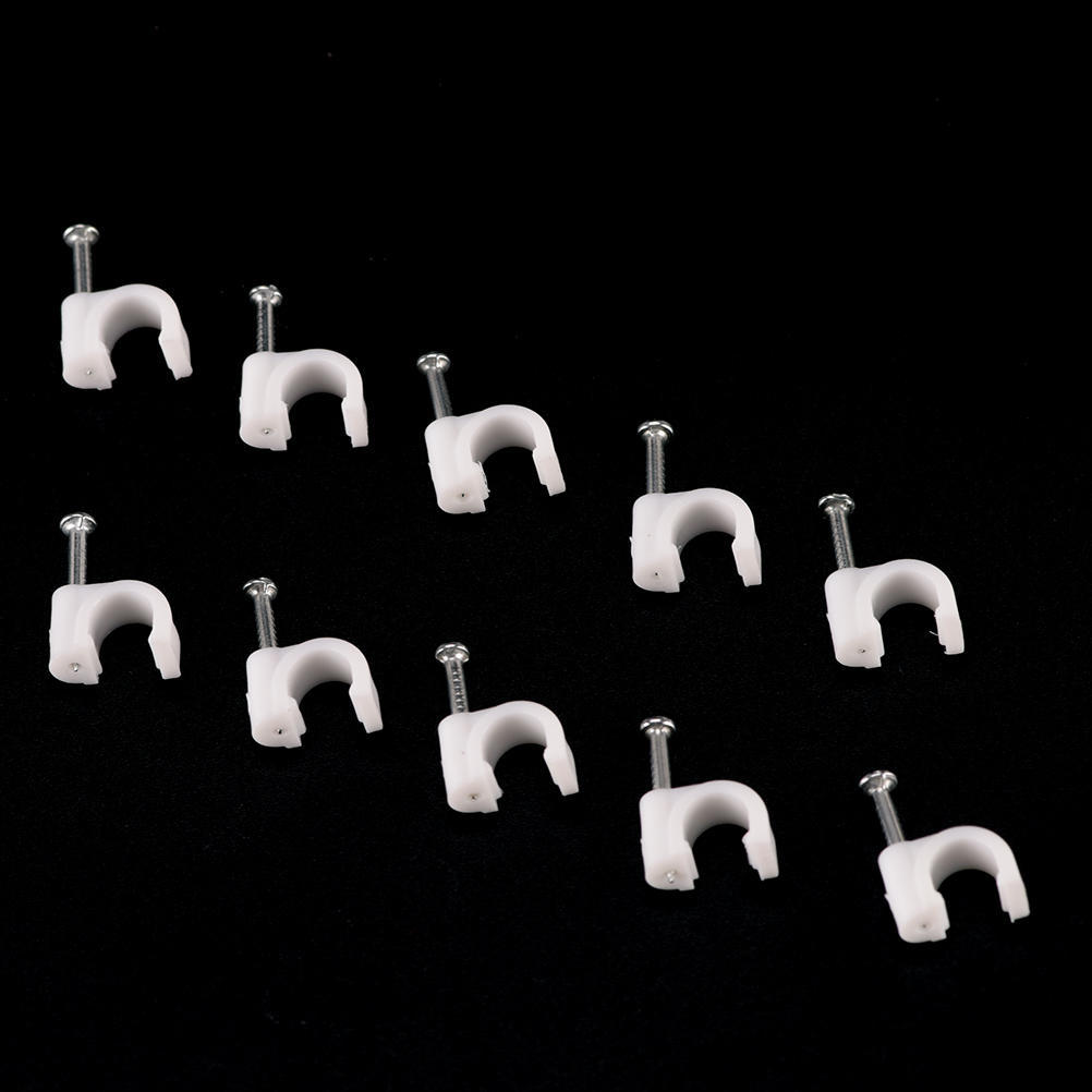 100Pcs  Rg59 Coax Cat5 Cat6 Cable Wire Clips Nail Clamps Straps Tacks White 6Mm