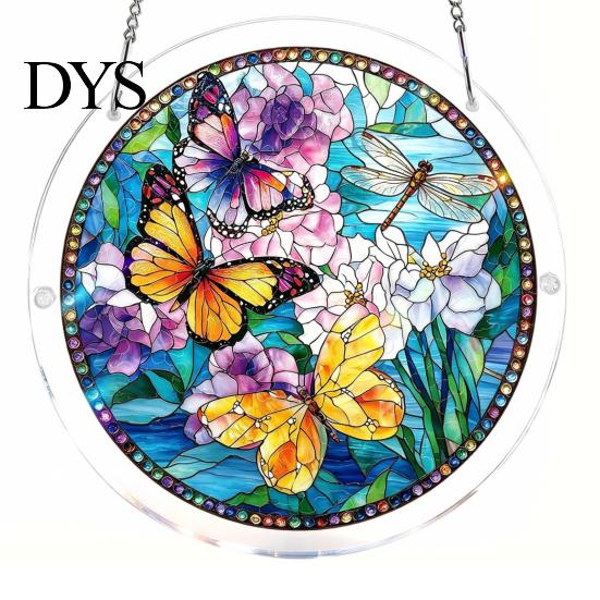 Stained Glass Puzzle Round Acrylic Suncatcher Puzzle, UV Printed Window Hanging Decor Educational Game 7.48 Inch DIY Craft Light Catcher Ornament for