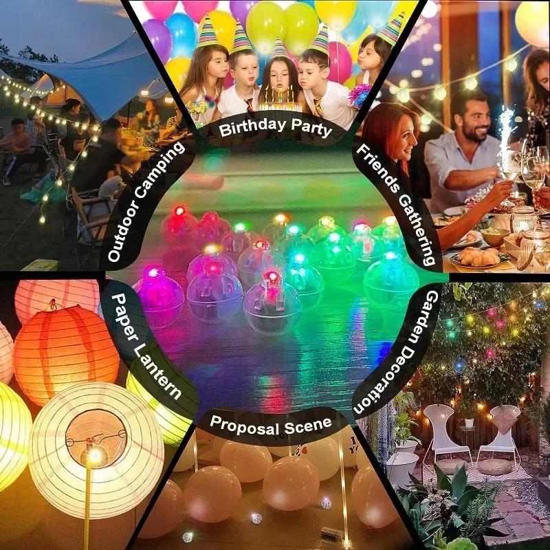50/20 PCS Mini Led Lights Round Colorful Light Flash Luminous Lamps Tumbler Light Balloon Lantern Christmas Wedding Party Decoration