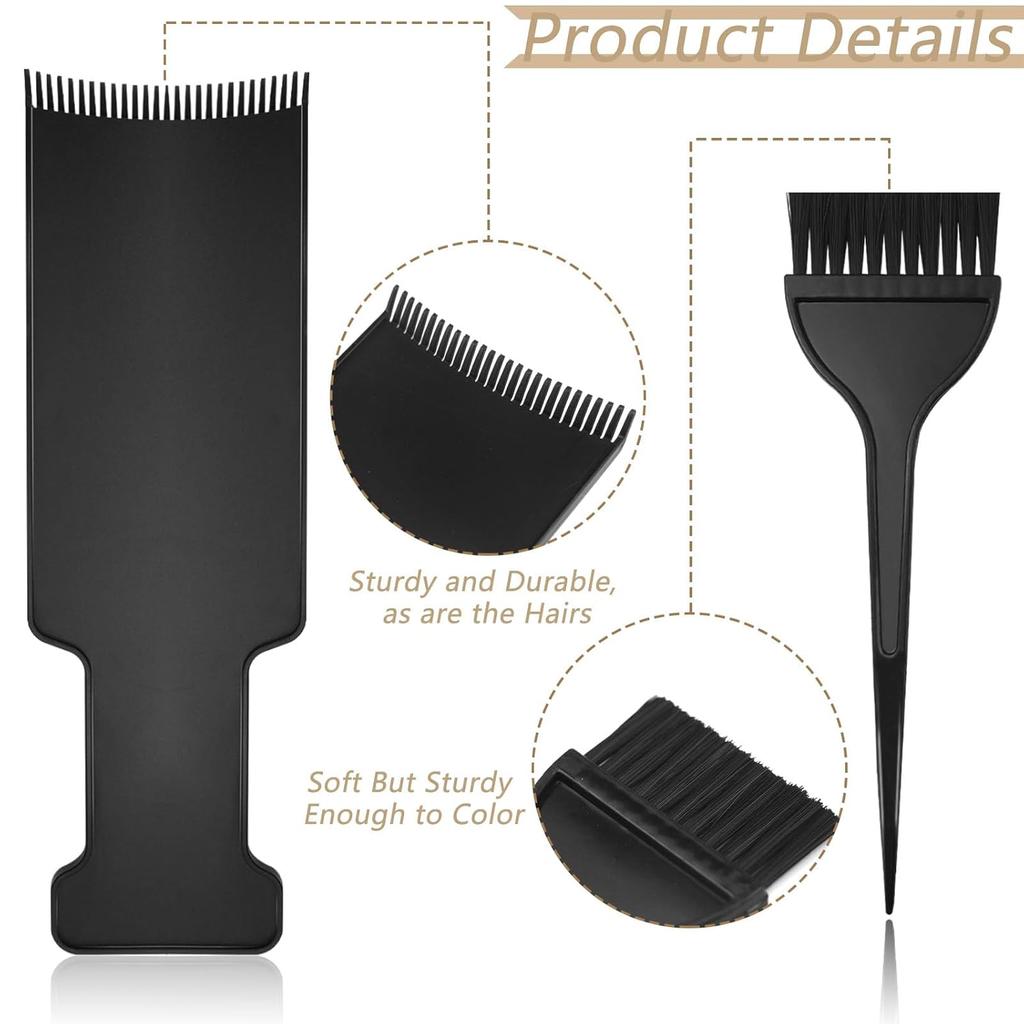 4 PCS Balayage Highlighting Board and Highlighting Brush Kit, 1 Hair Dye Brush and 3 Balayage Highlighting Board with Teeth Hair, for Hair Dye,
