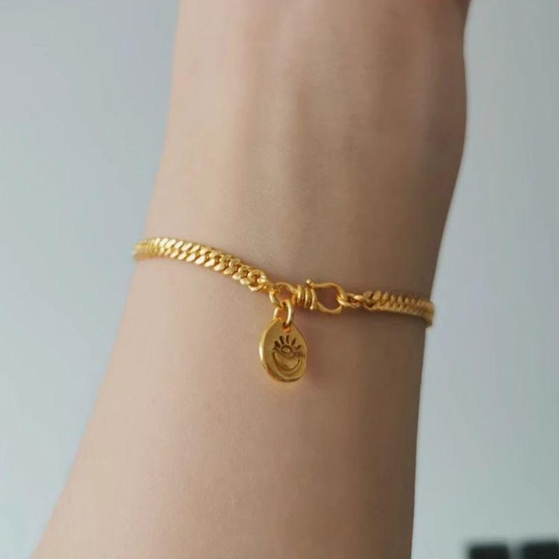 Gold Cuban Chain Bracelet Women's Light Luxury Niche Exquisite 2025 New Pendant Gold Ingot Wangcai Hand Jewelry