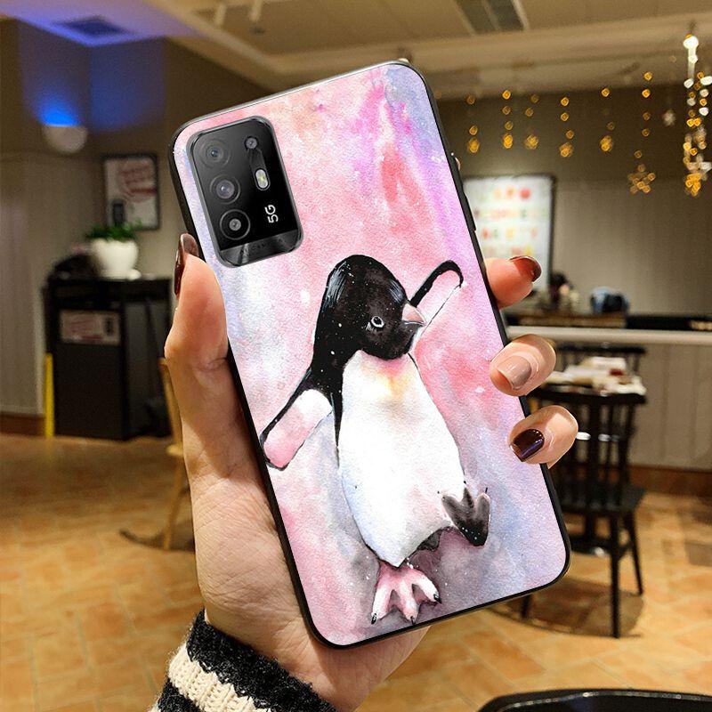 Cartoon Lovely Baby Penguin Phone Cover For OPPO A74 A94 5G A3S A5S A9 A12 A15 A15S A52 A53 A53S A72 A73 2020 A91 5G Cases Coque