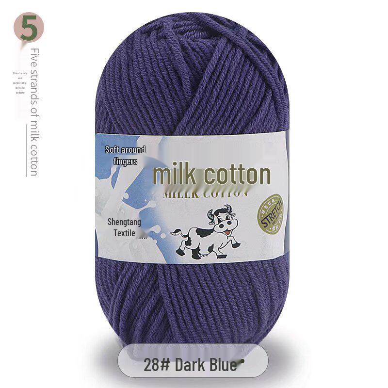 Five-Strand Milk Cotton Yarn for Crochet: Medium-Thick, Hand-Knitted DIY Kit for Dolls, Shoes, Scarves.