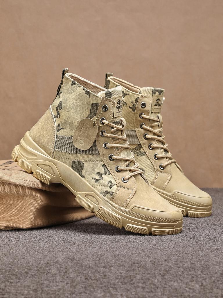 Herren High-Top-Stiefel, lässige Sportschuhe, Outdoor-Camouflage, abriebfest, trendige und modische Herrenstiefel