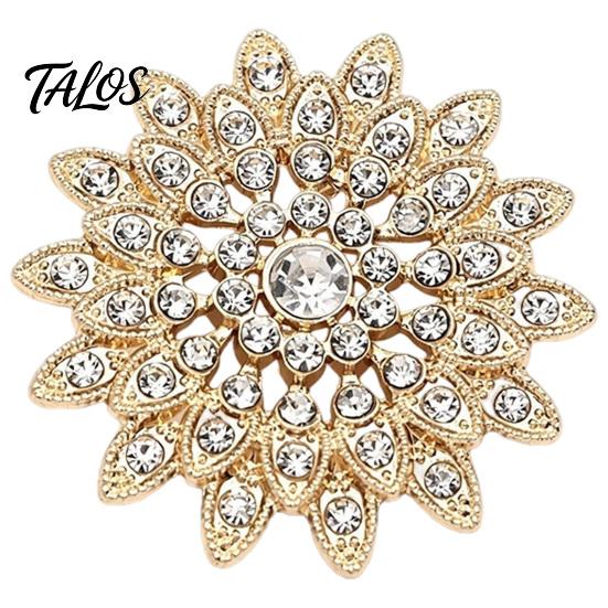 Decorative Coat Brooch Sparkling Rhinestone Sunflower Brooch, Golden Plated Floral Lapel Pin Pin, Dainty Clothing Jewelry Accessory for Women