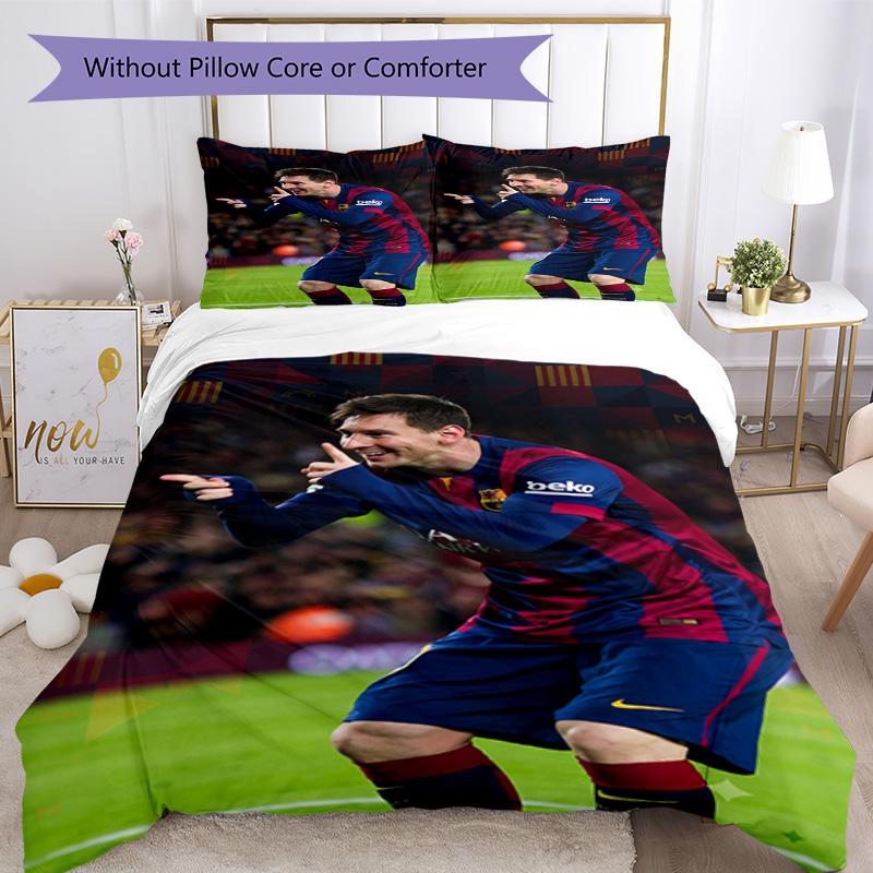 Messi Bedding Set Breathable Duvet Cover with Pillowcases Decorative Bed Linen for Bedroom Home Decoration Birthday Gift