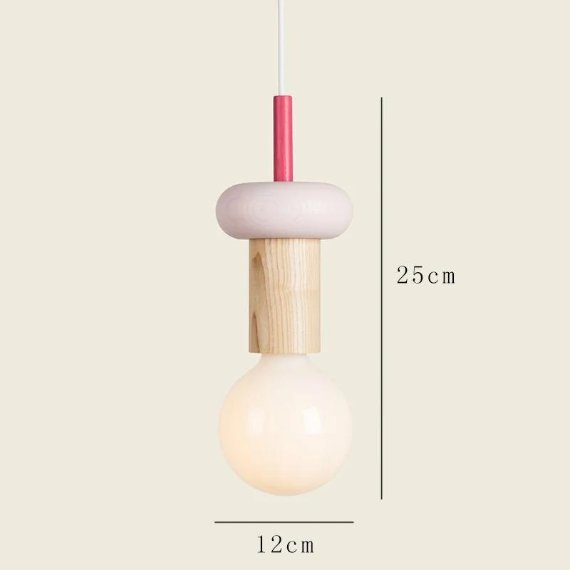 Simple Cartoon Colored Wooden Light Children's Room Bedside Lantern Led for Living Room Wall Switch Ceiling Lamps Chandelier