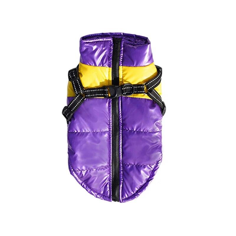 

Куртка для собак с шлейкой, водонепроницаемое хлопковое пальто для собак маленьких и средних собак, теплая утолщенная ветрозащитная одежда для собак, костюм французского бульдога чихуахуа M