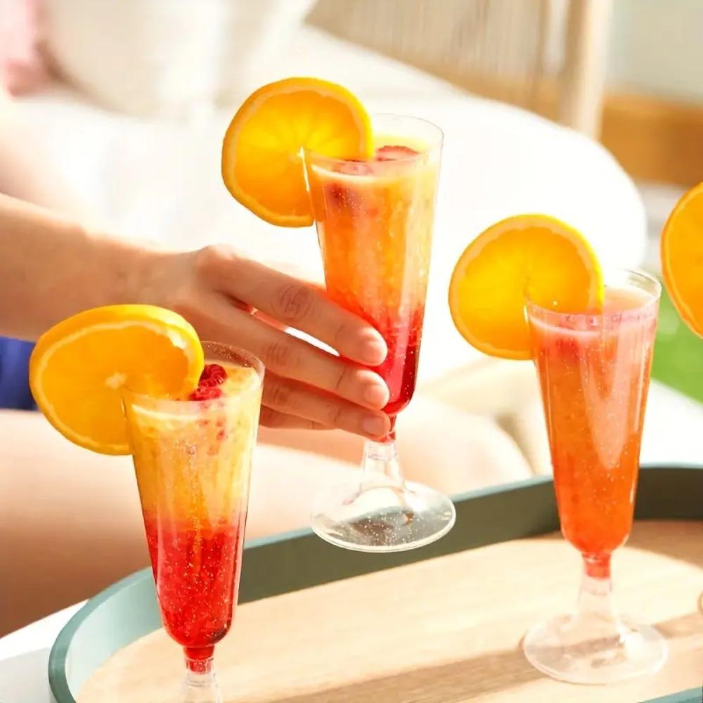 

10pcs Disposable Plastic Champagne Flute Goblet Durable Margarita Glasses Christmas Party Transparent-Style 5