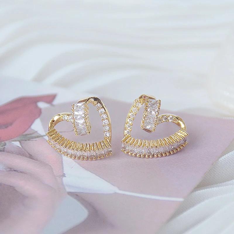Korea Hot Fashion Zircon Copper Inlaid AAA Zircon Earrings Elegant Love Women's Wedding Party Earrings