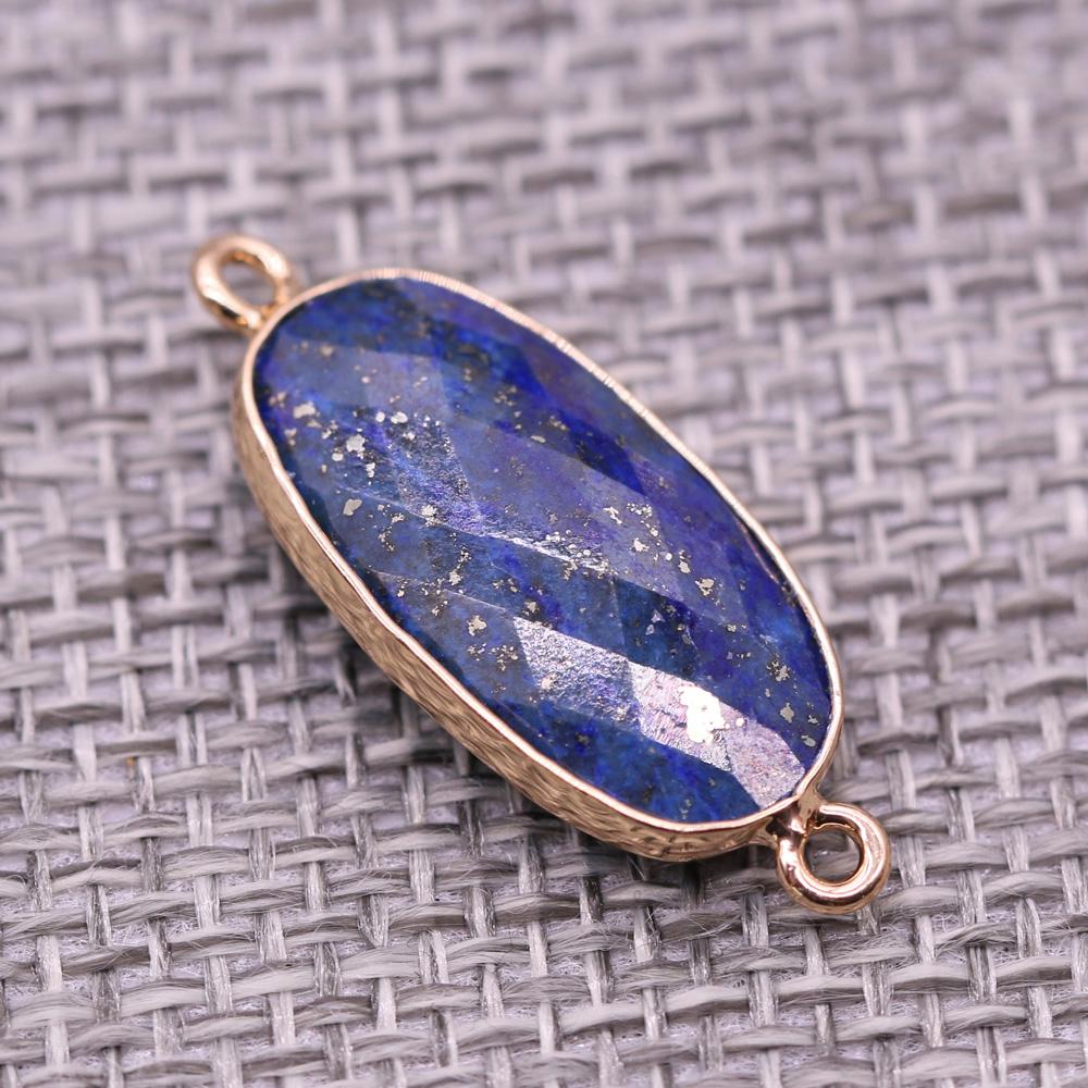 1Pc Reiki Healing Crystal Connector, Energy Natural Stone Oval Quartz Agate Amethyst Gemstone Pendant Charms Connectors for DIY Jewelry Making Craft
