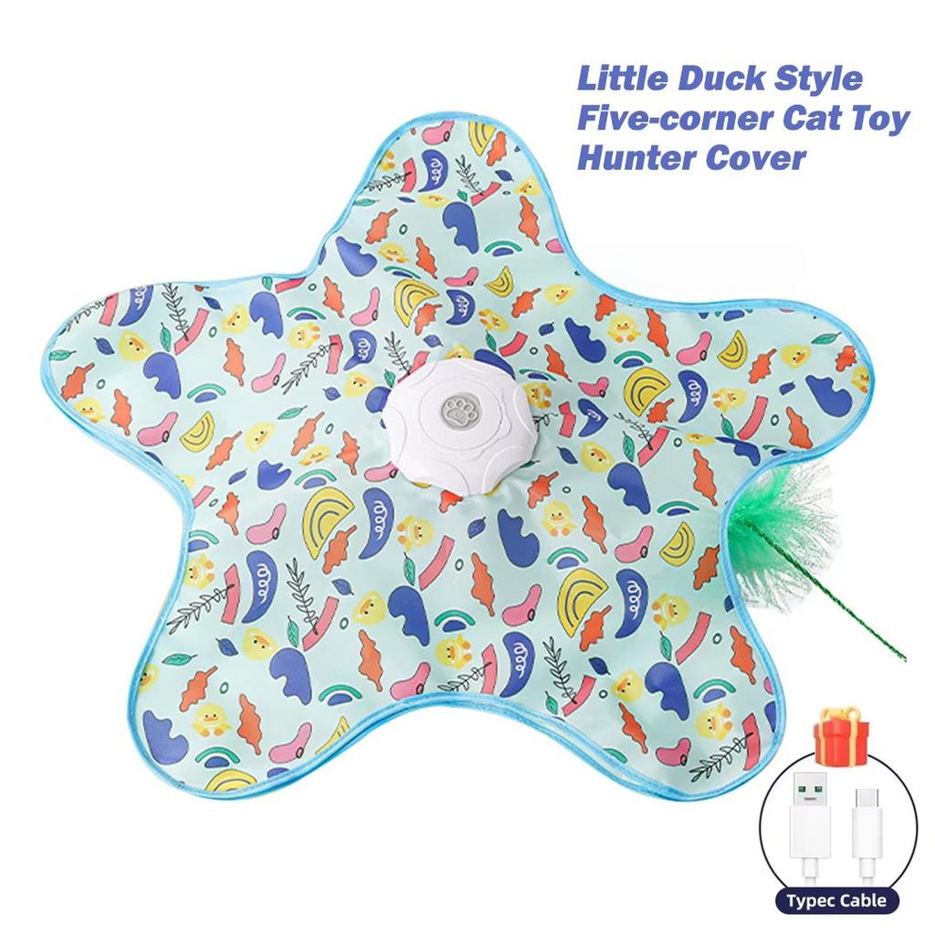 Pet Cat Toys Interactive Hide and Seek Cat Toy with Mouse Squeaky Motion Activated Moving Concealed Feathers Kitten Teaser Toy