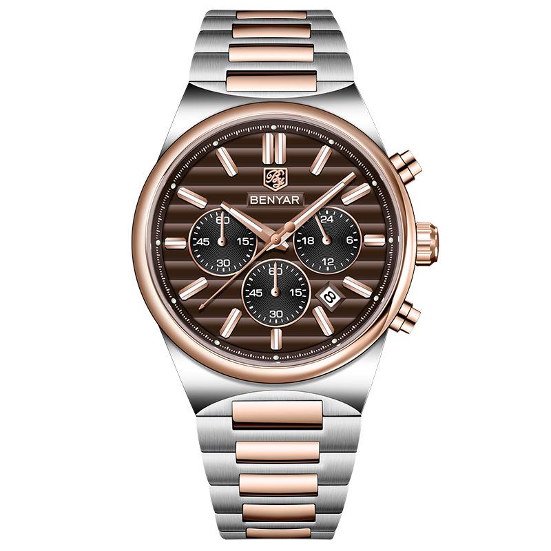 BENYAR Men's Quartz Watch, Fashionable Waterproof Luminous Wristwatch BY-5214M.