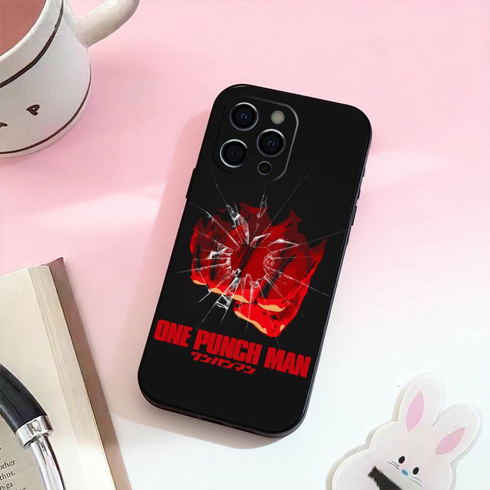 Anime O-One P-Punch Man  Phone Case For iPhone 17,16,15,14,13,12,11 Plus,Pro Max,Soft Silicone Black Cover