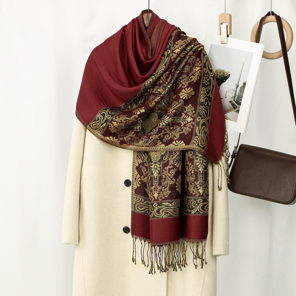 Muslim Paisley Print Tassel Long Scarf Islamic Women's Head Wrap Neck Scarf Soft Lightweight Fashion Hijab Accessory