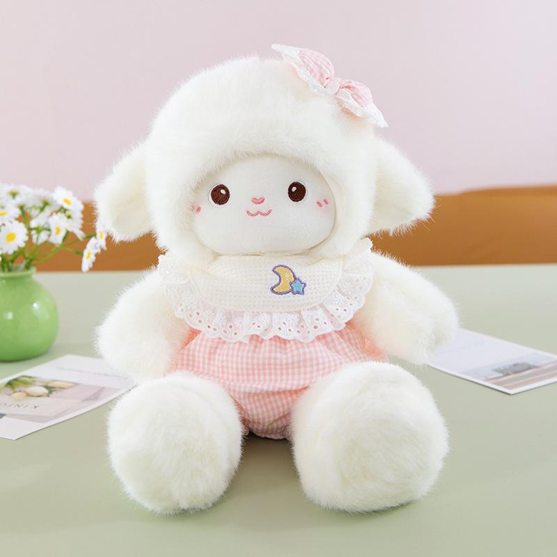 Cute New Milk Fu Lamb Plush Toy Soothing Bib Princess Lamb Children's Birthday Toy Wholesale