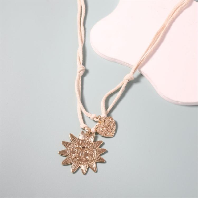 Stylish Sun and Heart Long Necklace Adjustable Neckchain Fashionable Jewelry Stylish Women's Accessories for Casual Wear