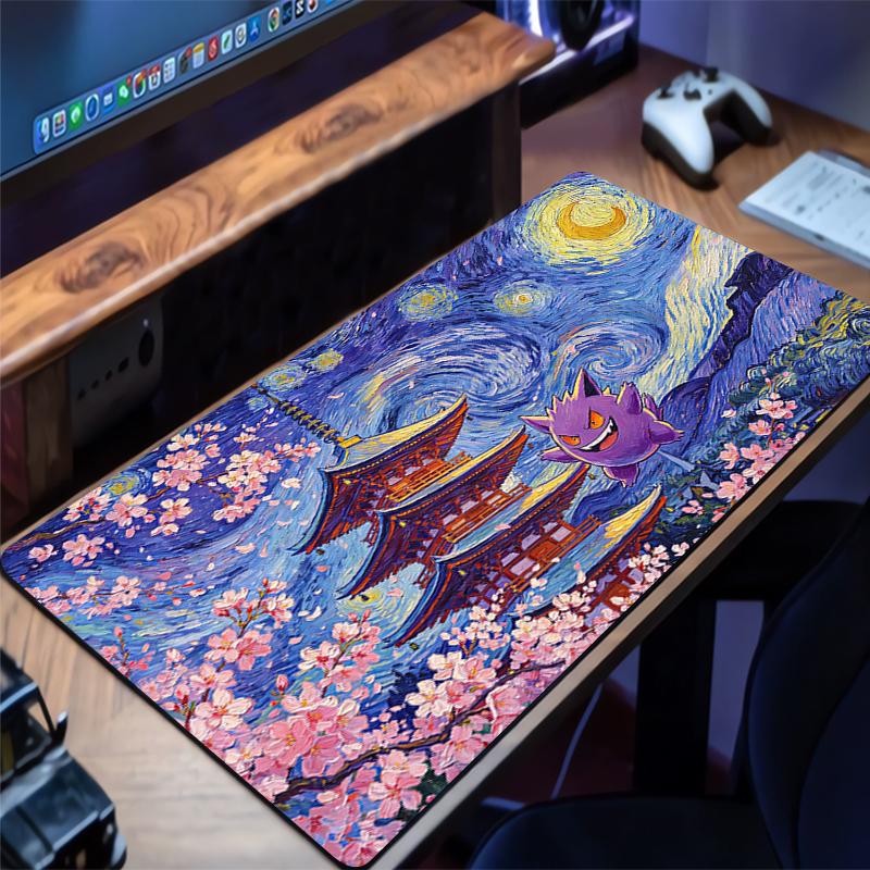 Mouse Pad Pokemon Gengar Sakura Pagoda Anime Gaming Accessories Keyboard Desk Mat Gabinete Gamer Rug Carpet Mousepad Mouse Mats