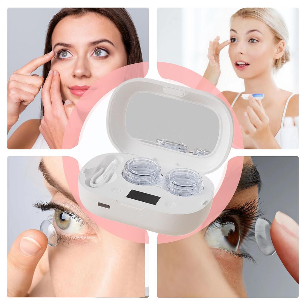 Ultrasonic Contact Lens Cleaner Rechargeable With Timer Portable Eye Contact Rechargeable Cleaning Kit For Travel Outdoor