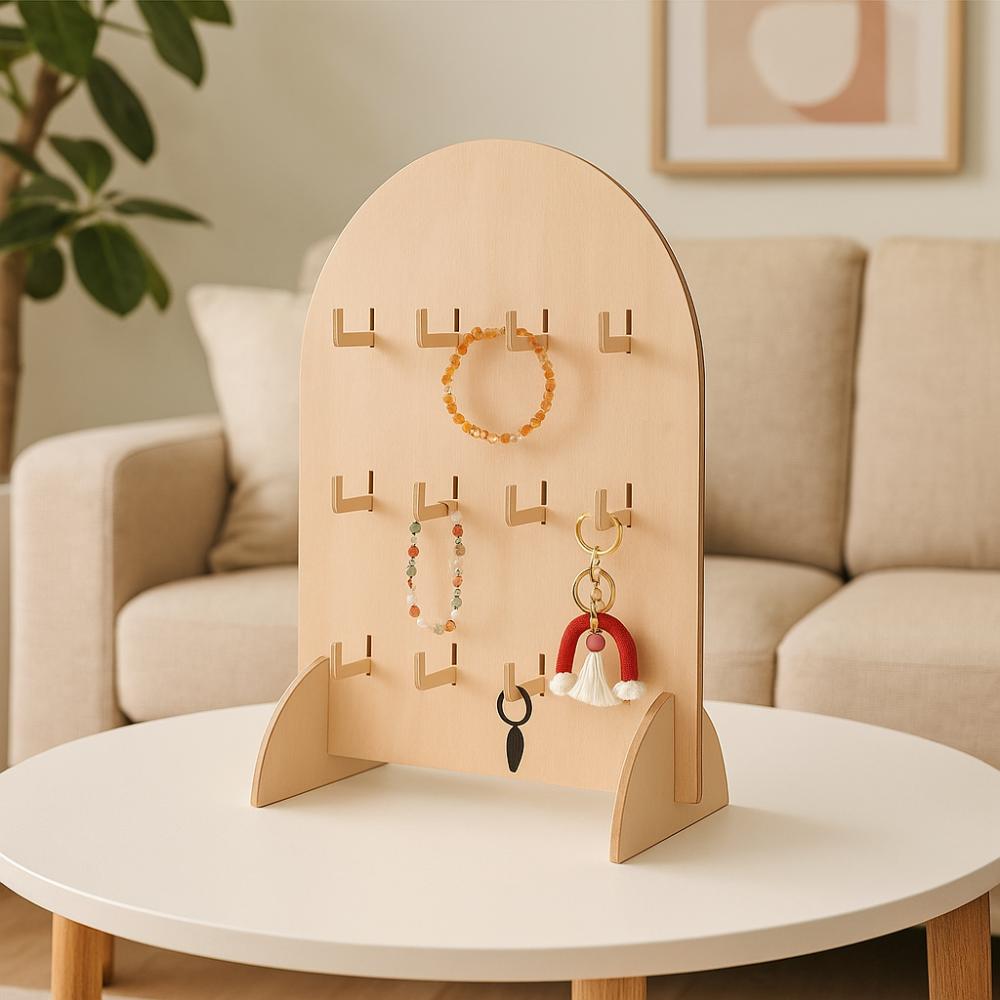 Wooden Jewelry Storage Rack Arch Ring Holder Multifunctional Earring Display Rack  Trade Show