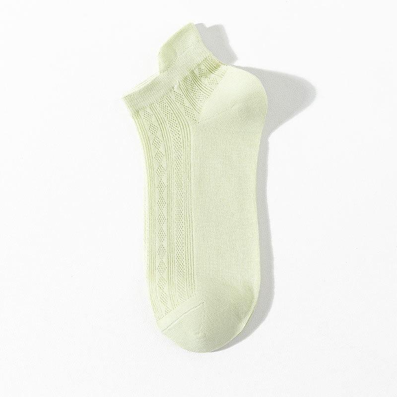 Women's Short Socks, Summer Thin Mesh Breathable Tiel Short Socks, Medium Short Leg, Spring and Autumn Short Shallow Mouth Boat Socks