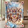 Tiger Majesty In Art Theme Blanket Lightweight Warm Flannel Blanket Decorative Throw Blanket for Home Decoration