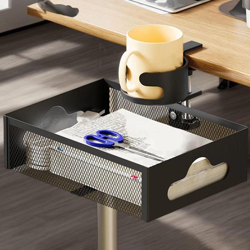 No Drill Clamp-On Document Tray 360 Degree Rotating Desktop Stationery Shelf  Desk Accessories